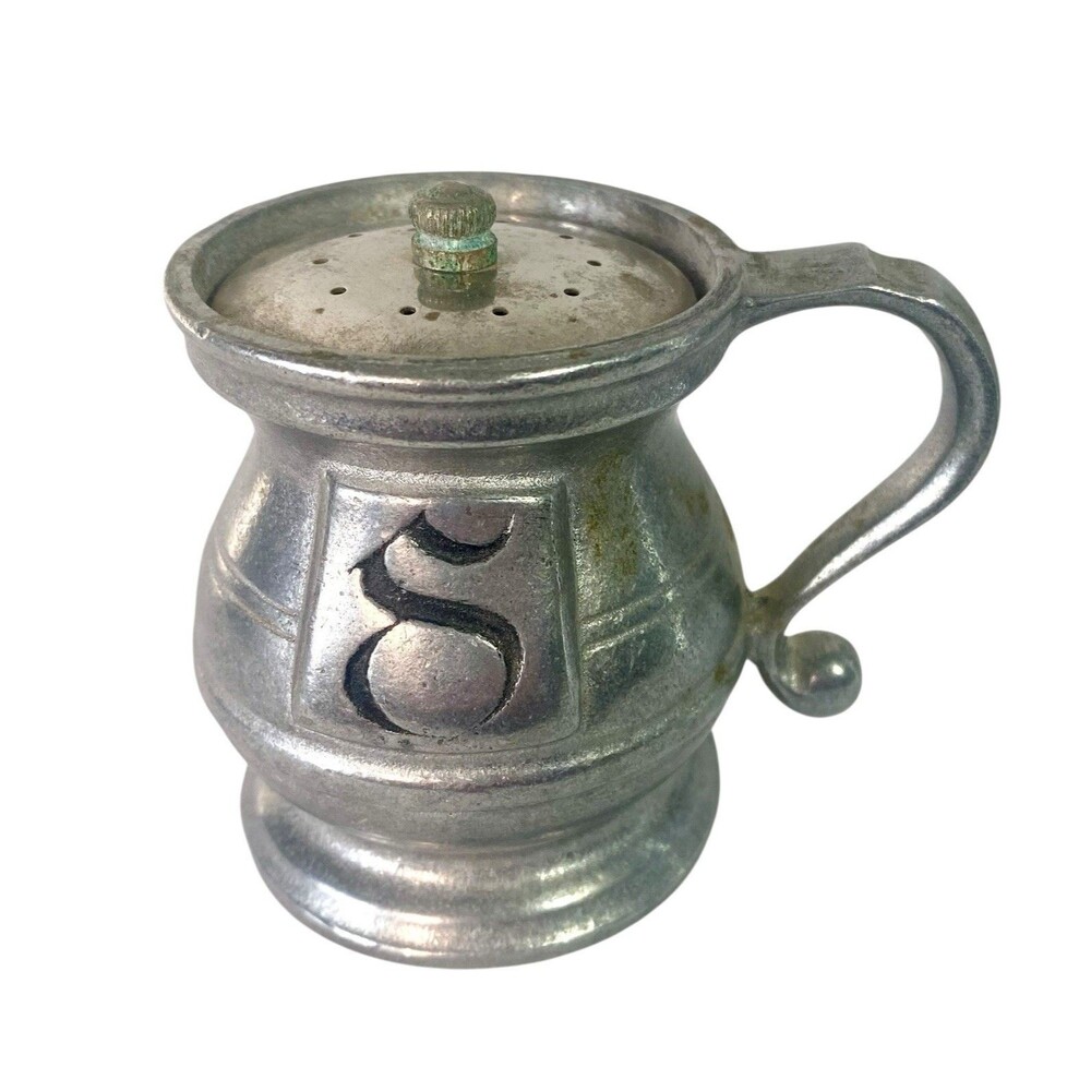 Wilton Armetale Pewter Salt Shaker Plough Tavern Vintage USA Metal